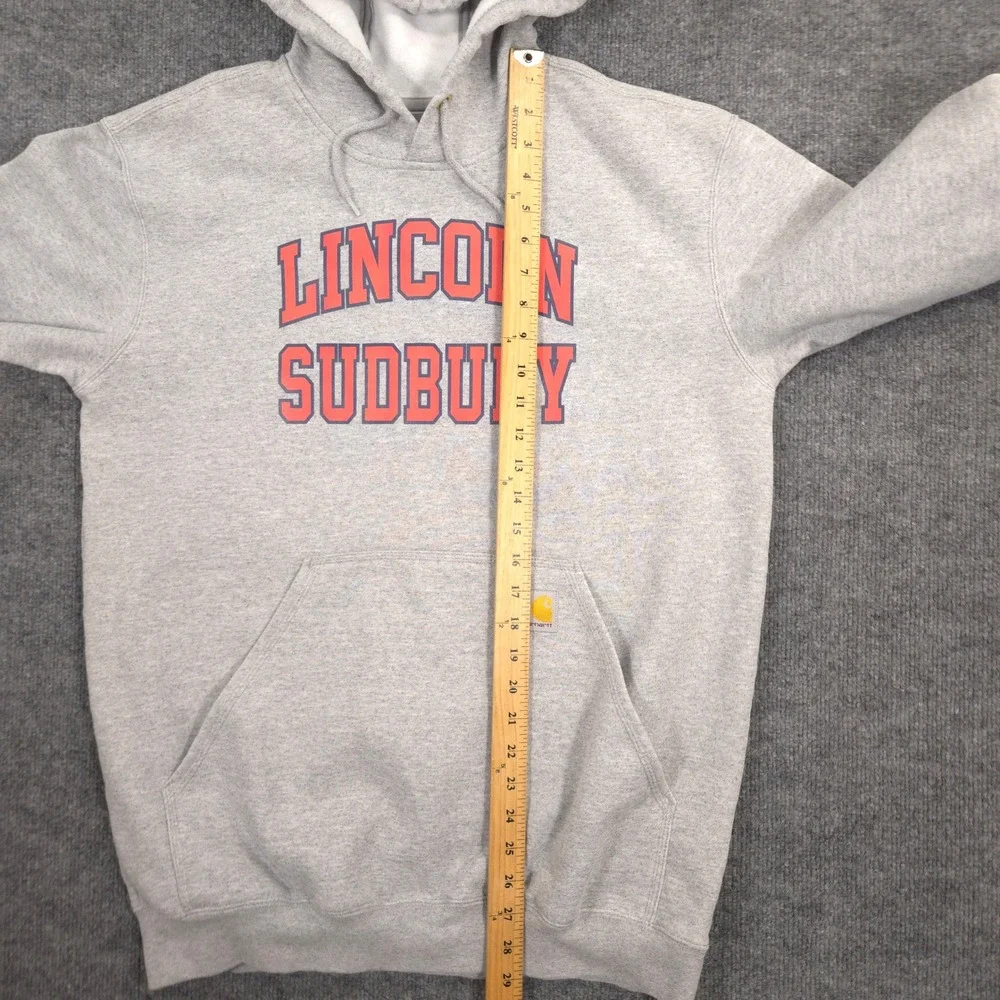 Carhartt Hoodie Mens M Gray Heather Marquette Loose Fit Lincoln Sudbury Warriors